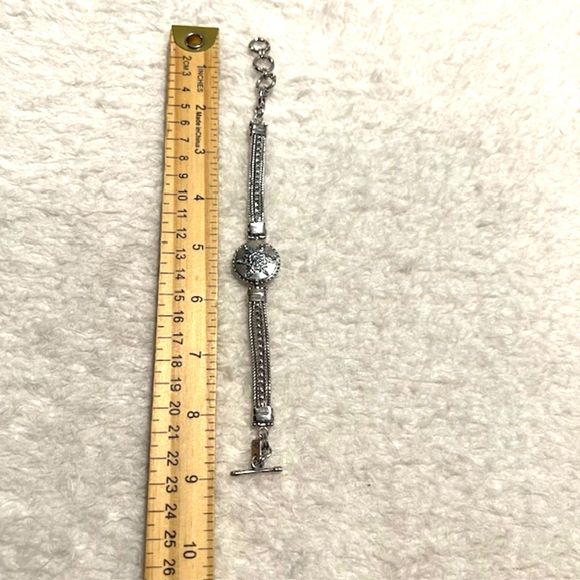 Ginger Snaps Silver Tone Multi Chain Bracelet Blue Rhinestone Snowflake Snap - Picture 5 of 8